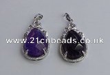 NGP6609 22*30mm faceted teardrop amethyst gemstone pendants