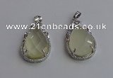 NGP6611 22*30mm faceted teardrop lemon quartz gemstone pendants