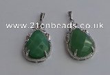 NGP6616 22*30mm faceted teardrop green aventurine gemstone pendants