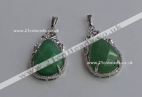 NGP6616 22*30mm faceted teardrop green aventurine gemstone pendants