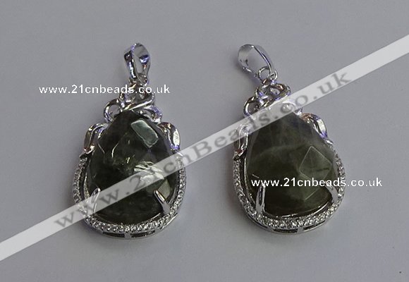 NGP6621 22*30mm faceted teardrop labradorite gemstone pendants