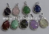 NGP6626 22*30mm faceted teardrop mixed gemstone pendants