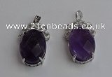 NGP6631 18*25mm faceted oval amethyst gemstone pendants