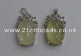 NGP6633 18*25mm faceted oval lemon quartz gemstone pendants