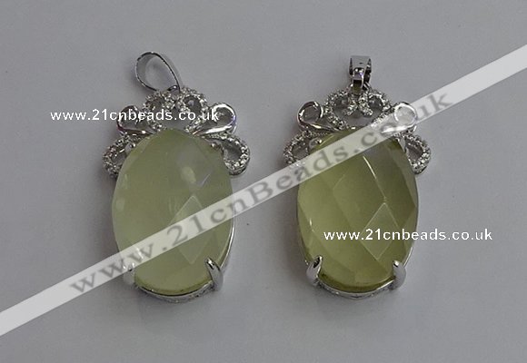 NGP6633 18*25mm faceted oval lemon quartz gemstone pendants