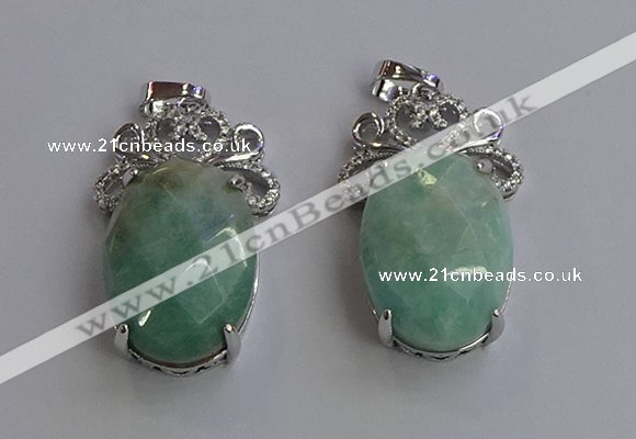 NGP6636 18*25mm faceted oval amazonite gemstone pendants