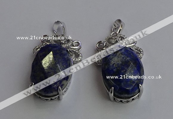 NGP6643 18*25mm faceted oval lapis lazuli gemstone pendants