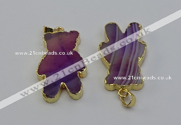 NGP6661 22*38mm Animal or V-shaped agate gemstone pendants