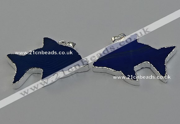 NGP6672 28*42mm - 30*45mm dolphin agate gemstone pendants