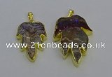 NGP6689 25*30mm - 30*40mm leaf agate gemstone pendants wholesale