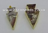 NGP6695 20*40mm - 25*45mm arrowhead agate gemstone pendants