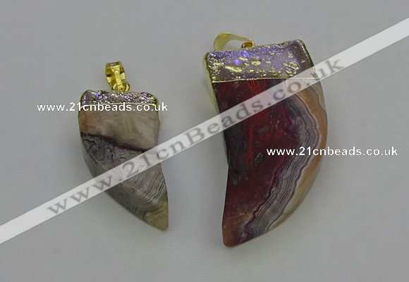 NGP6705 15*30mm - 20*40mm horn agate gemstone pendants