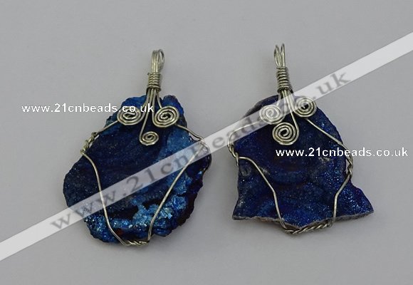 NGP6719 30*40mm - 40*55mm freeform plated druzy agate pendants