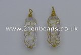 NGP6730 13*40mm sticks white crystal gemstone pendants wholesale