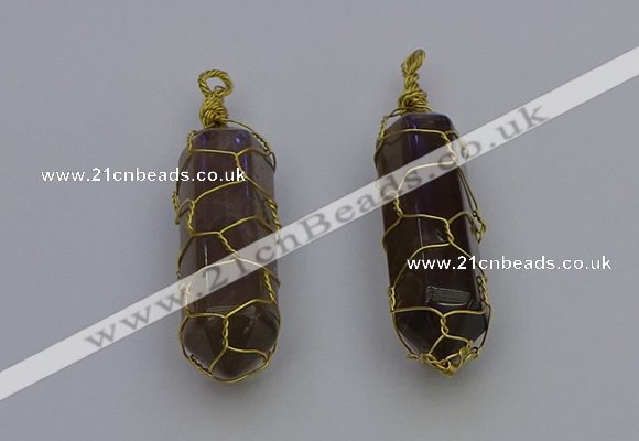 NGP6737 13*40mm sticks smoky quartz gemstone pendants wholesale