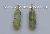 NGP6741 13*40mm sticks green rutilated quartz gemstone pendants