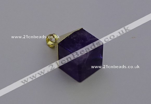 NGP6766 15*22mm cube amethyst gemstone pendants wholesale