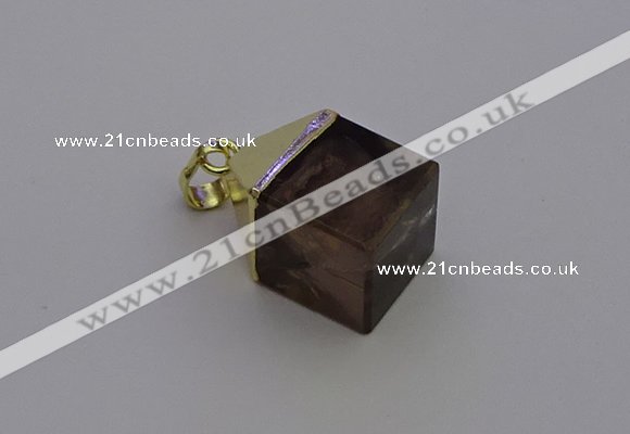 NGP6768 15*22mm cube smoky quartz pendants wholesale