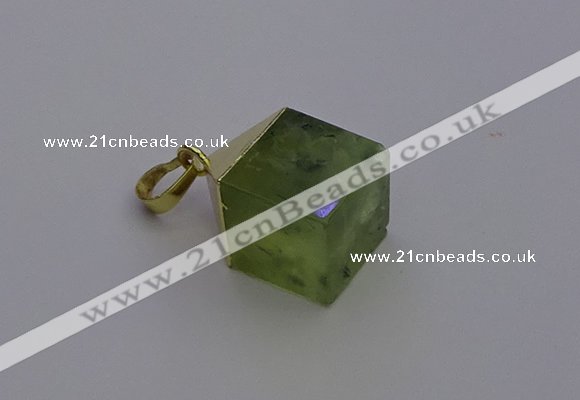 NGP6770 15*22mm cube green qutilated quartz pendants wholesale