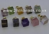 NGP6779 15*22mm cube mixed gemstone pendants wholesale