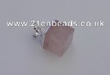 NGP6781 15*22mm cube rose quartz gemstone pendants wholesale