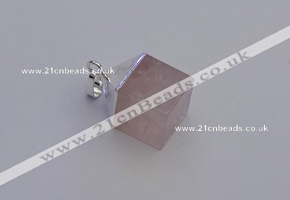 NGP6781 15*22mm cube rose quartz gemstone pendants wholesale