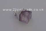 NGP6785 15*22mm cube light amethyst gemstone pendants wholesale