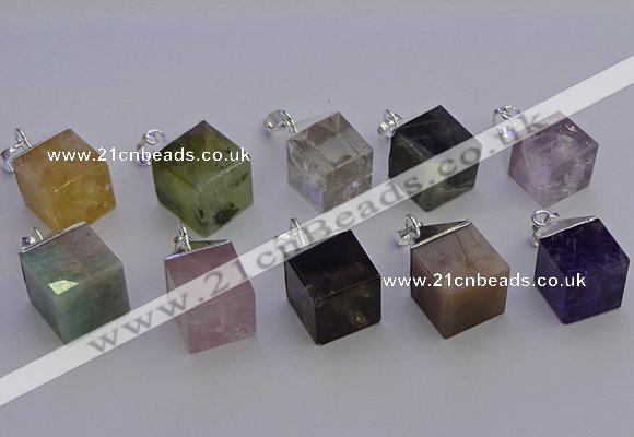 NGP6799 15*22mm cube mixed gemstone pendants wholesale