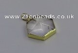 NGP6800 24*25mm hexagon white crystal gemstone pendants wholesale