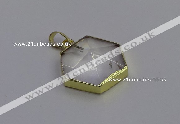 NGP6800 24*25mm hexagon white crystal gemstone pendants wholesale