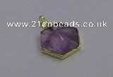 NGP6805 24*25mm hexagon light amethyst gemstone pendants wholesale