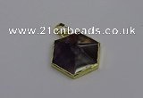 NGP6806 24*25mm hexagon amethyst gemstone pendants wholesale