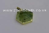 NGP6810 24*25mm hexagon green qutilated quartz pendants wholesale