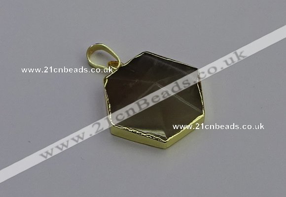 NGP6814 24*25mm hexagon moonstone gemstone pendants wholesale