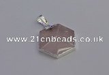 NGP6821 24*25mm hexagon rose quartz gemstone pendants wholesale