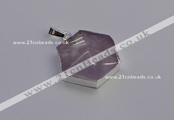 NGP6825 24*25mm hexagon light amethyst gemstone pendants wholesale