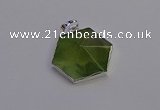 NGP6830 24*25mm hexagon green qutilated quartz pendants wholesale