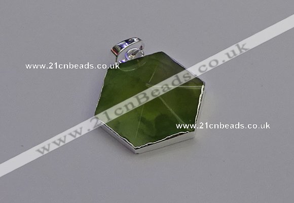 NGP6830 24*25mm hexagon green qutilated quartz pendants wholesale