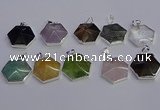 NGP6839 24*25mm hexagon mixed gemstone pendants wholesale