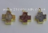 NGP6841 22*22mm - 24*24mm cross druzy agate pendants wholesale