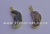 NGP6850 20*30mm - 22*35mm moon-shaped druzy agate pendants