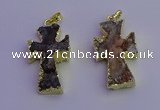 NGP6852 15*30mm - 18*35mm cross druzy agate pendants