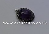 NGP6862 20*25mm oval amethyst gemstone pendants wholesle