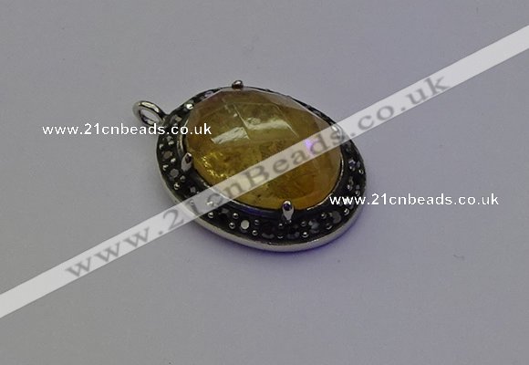 NGP6864 20*25mm oval citrine gemstone pendants wholesle