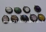 NGP6878 20*25mm oval mixed gemstone pendants wholesle