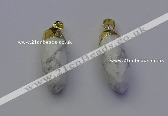 NGP6880 12*30mm - 15*30mm faceted bullet white howlite pendants