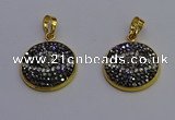 NGP6890 20mm - 22mm coin druzy agate pendants wholesale