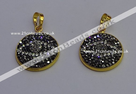 NGP6890 20mm - 22mm coin druzy agate pendants wholesale