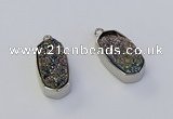 NGP6899 10*22mm - 12*25mm freeform plated druzy quartz pendants