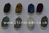 NGP6904 10*22mm - 12*25mm freeform plated druzy quartz pendants